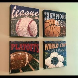 Sports Canvas Wall Hangings - Set of 4